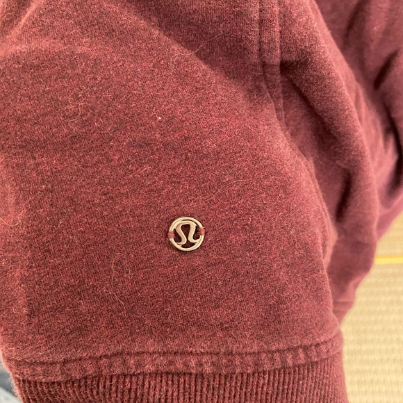 Lululemon Cowl Neck Sweater with Kangaroo Zipped Pockets in Eggplant / Purple - Picture 6 of 6